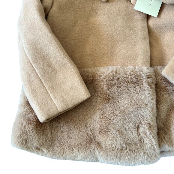 NWT Max Studio Tan Faux Wool & Faux Fur Hooded Coat With Mittens 12 Months - Picture 2 of 5